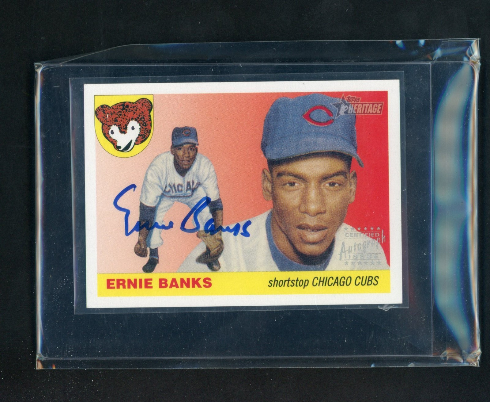 2004 Topps Heritage Real One Ernie Banks Chicago Cubs HOF ON CARD AUTO
