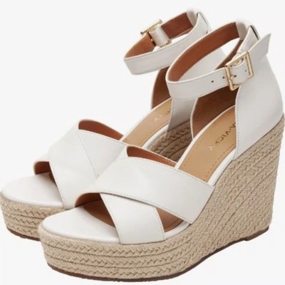 Sandals 7.5 M Platform Wedge Espadrilles Shoes White Gemi-V Lisa Vicky Leather