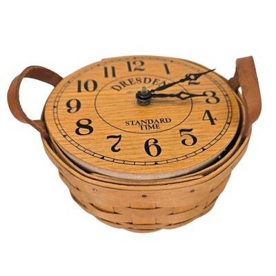 Rare Handwoven Longaberger Leather Handle Dresden Clock Insert
