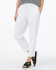 Eileen Fisher Large White Organic Cotton Hemp Blend Pants Straight Leg Ankle