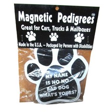 Magnetic Pedigrees  Bad Dog  Paw Magnet Black  White Pet Humor Vehicle App