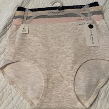 5 Laura Ashley Panties Brief Underwear Lingerie Rayon Nylon Spandex Size Large