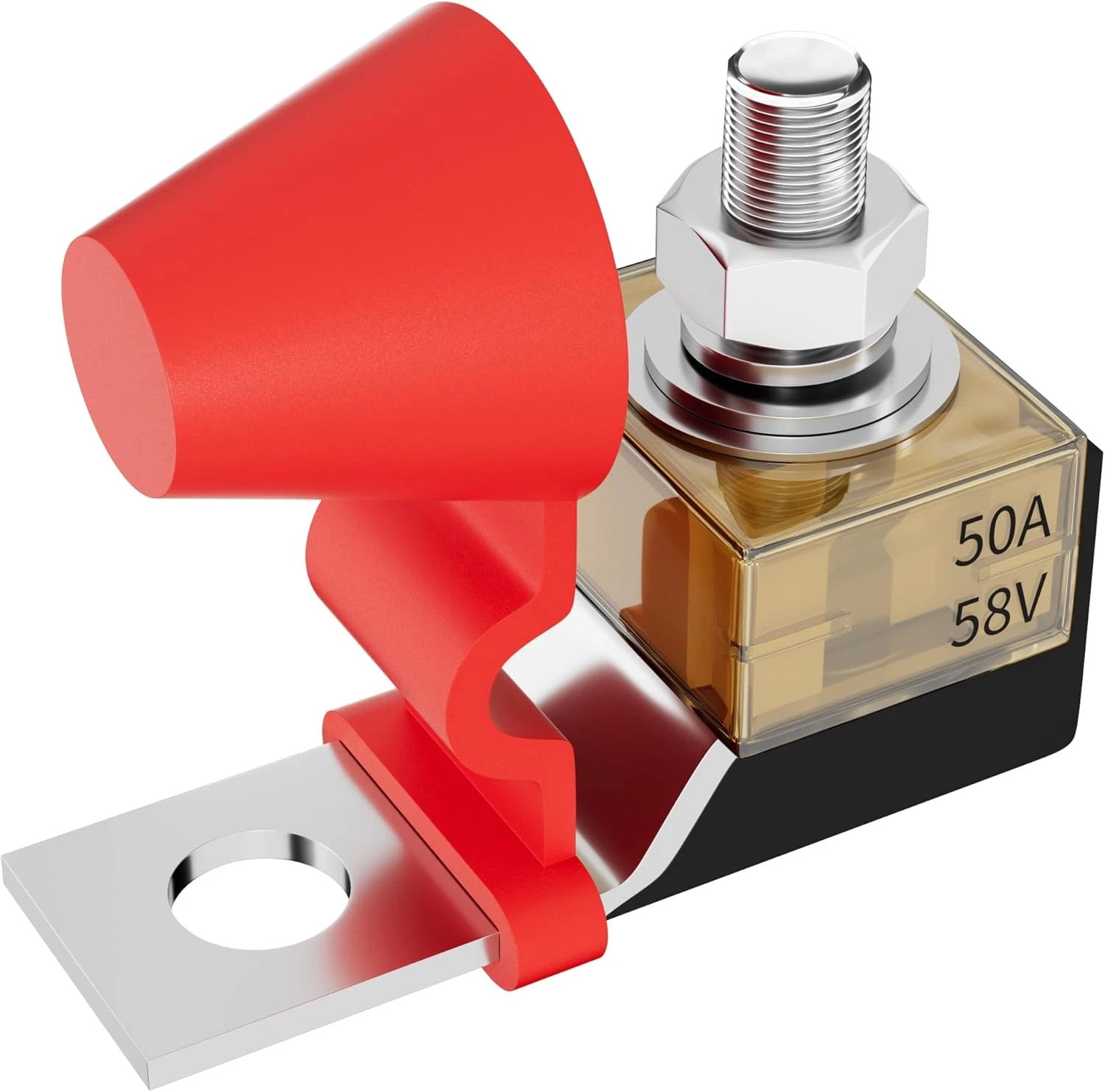 Joinfworld MRBF Terminal Fuse Block 50A 58V DC Battery 50A, Red&Silver