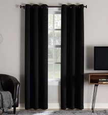 Sun Zero Black 2-Pack 100 Blackout Curtains Energy Efficient Room Darkening