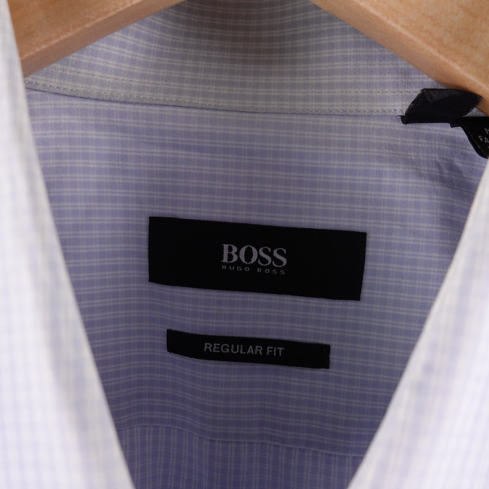 BOSS Hugo Boss Regular Fit Dress Shirt Men 17 34/35 Light Blue Gingham Formal thumbnail 4