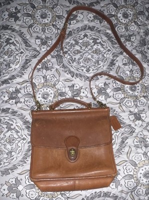Coach Vintage Brown Top Handle Satchel Turn Lock Detachable Strap Gold Hardware