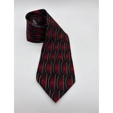 J.Z. Richards, Nordstrom, Silk Necktie, Made in USA, Geometric, Maroon/Black