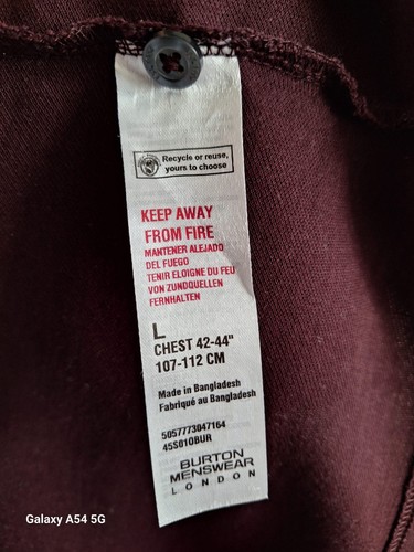 Camicia Burton Uomo Londra Borgogna Estiva Manica Corta Bottoni 100% Cotone - Foto 9 di 11