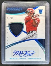 2015 Panini Immaculate Michael Taylor RC Jersey Auto #/49 Nationals