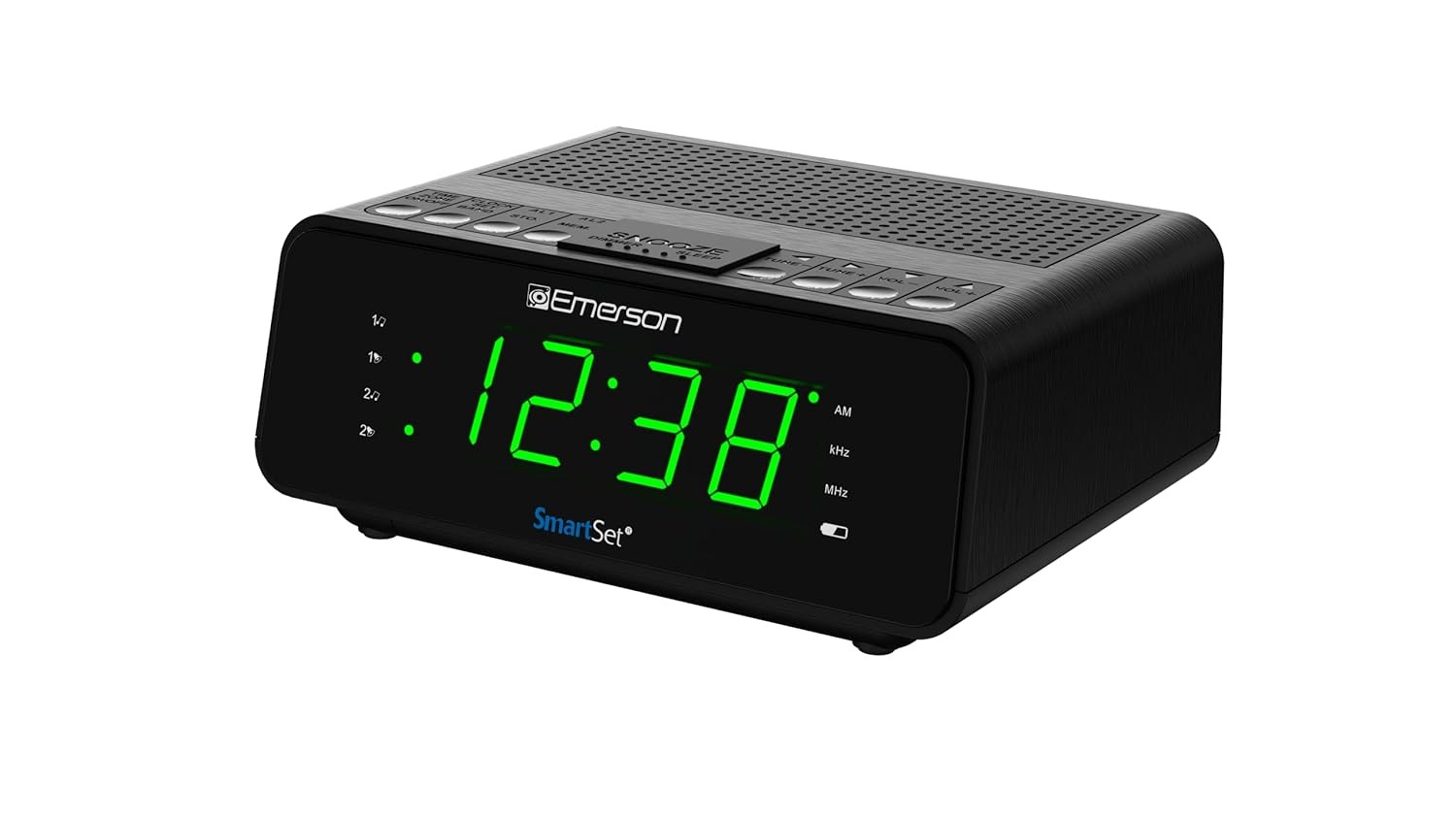 Dual Emerson SmartSet AM FM Digital Alarm Clock Radio Auto Set Black Emerson
