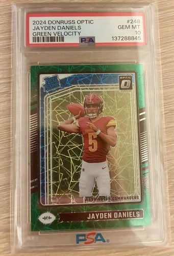 Jayden Daniels 2024 Panini Donruss Optic Rookie #248 Green Velocity PSA 10