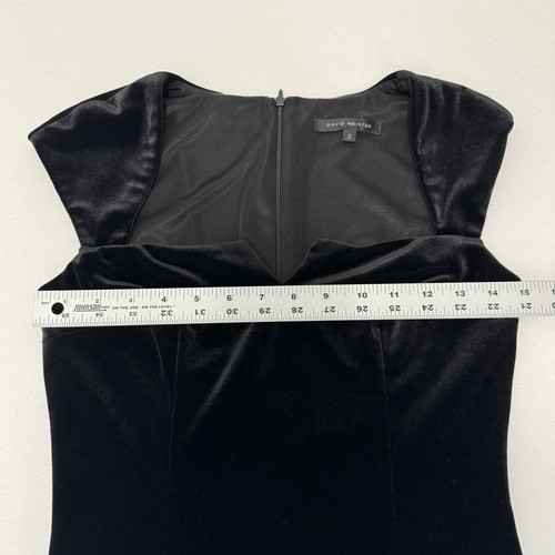 Vintage David Meister Womens Dress 2 Black Velvet Cocktail Y2K 90s Dark Romantic - Picture 4 of 12