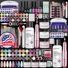 Paquete De Uñas Acrilicas Kit De Esmalte Profesional Para Pinceles Set Rutilar..