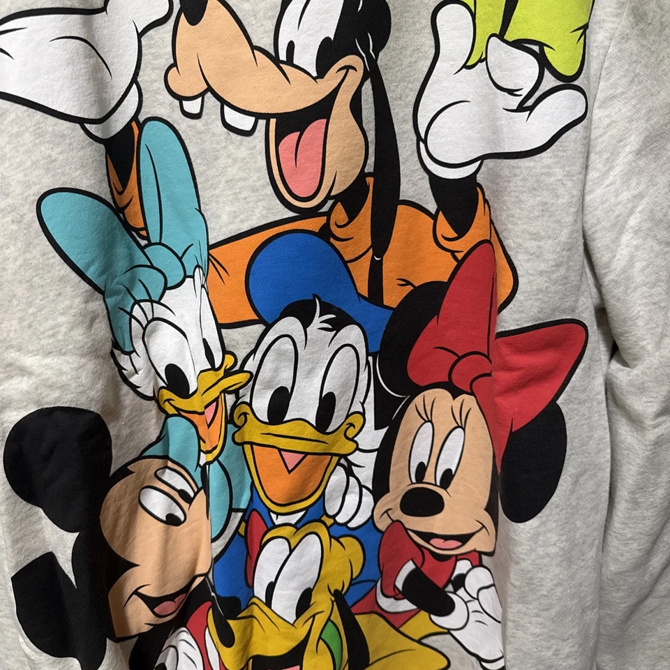 Disney Parks Mickey and Friends Character Gray Pullover Sweatshirt 2025 Large - Image 3 of 4