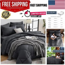 All-Season 7-Piece Bedding Set - Soft Microfiber Comforter, Sheets Pillows