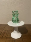 Vintage Fenton Apple Green Glass Bear *Hand Painted, Signed, Stamped, Sticker*