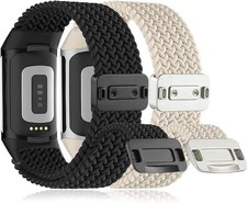 Braid Nylon Compatible with Fitbit Charge 6 Watch Bands, Magnetic Stretchy Fa...