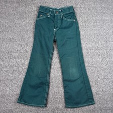 Vintage Levis Bell Bottoms Jeans Kids 6 20x19 Green Flare Big E Western 60s