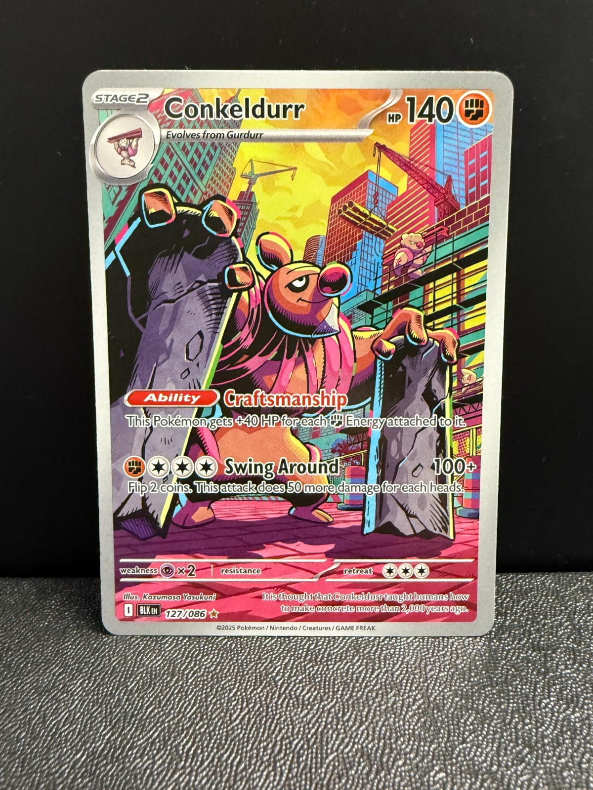 2025 Pokémon Conkeldurr Illustration Rare 127/086 BLK Black Bolt NM