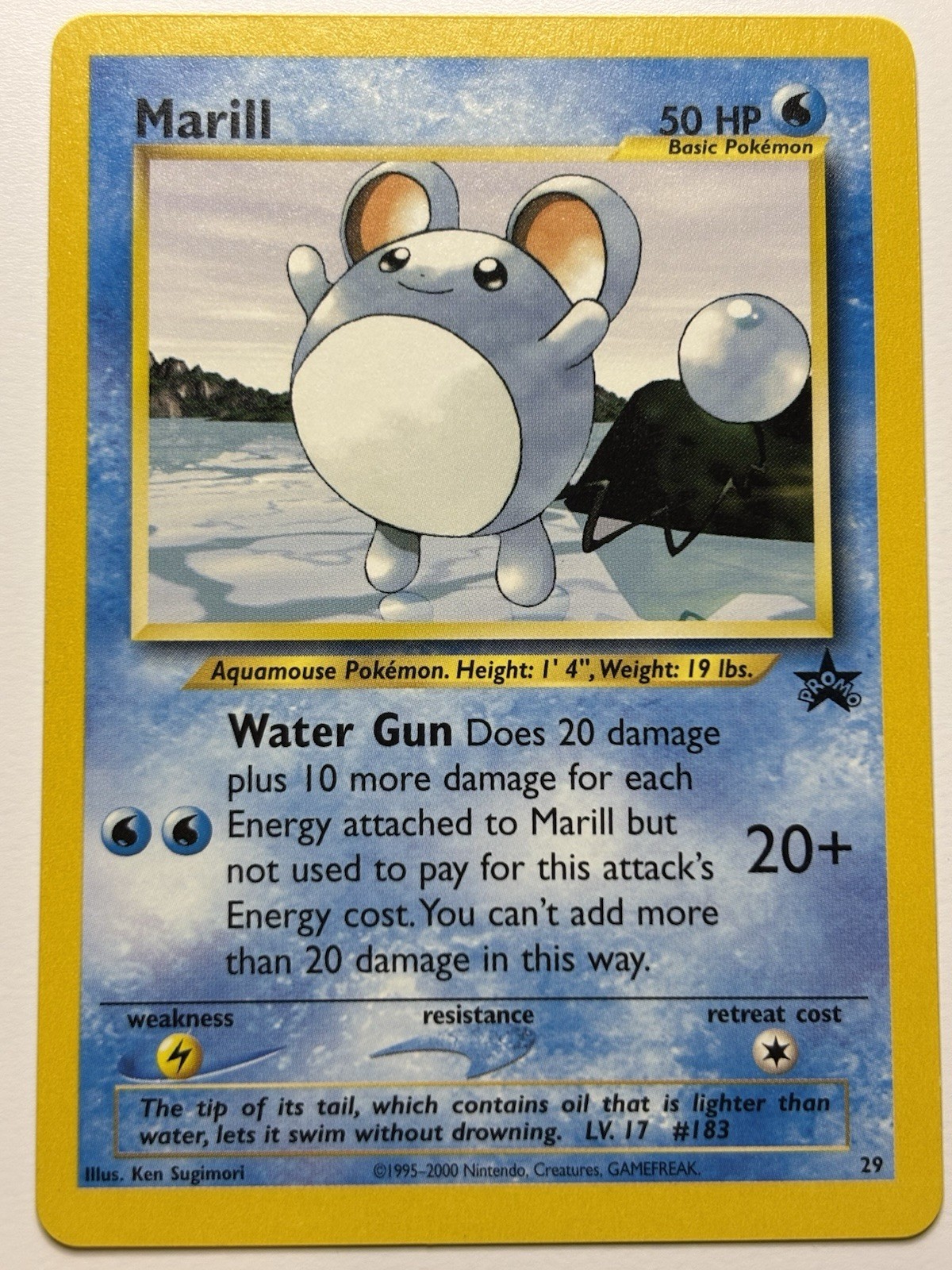 2000 POKEMON Card Black Star Promo Rare Marill 29/53 Wotc Vintage Card NM