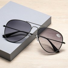 Classic Pilot Progressive Multifocal Reading Glasses Tinted Gray Sunglasses