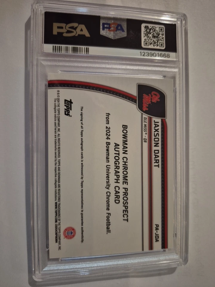 Autógrafos de novato Bowman Chrome Prospect 2024 Jaxson Dart automático #PAJDA PSA 10 Foto 2 de 2
