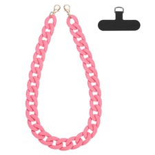 Phone Wrist Strap, 24" Acrylic Cellphone Chain with Tether Tab, Pink