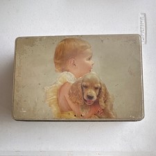 Jacques Superchocolat Advertising Tin Beige Gold Child Dog Illustrations