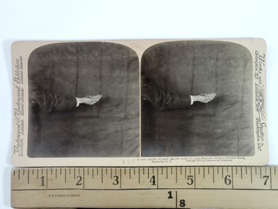 1901 Stereoview Card Showing Handful of Rough Diamonds De Beers Mines