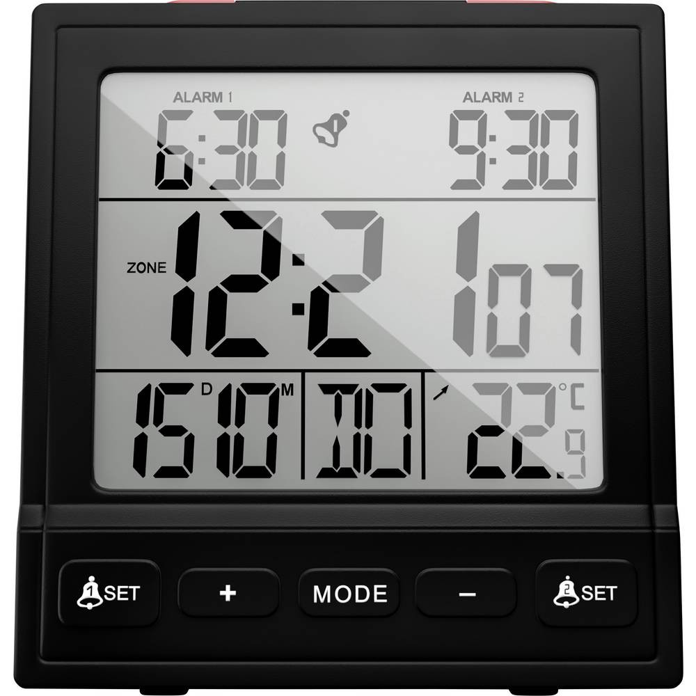 Réveil noir Mebus 25581 à double sonnerie pour ne plus jamais tomber en panne d'oreiller