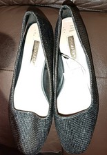 Primark Black Flat Basket Weave Square Toed Shoes Size 4 BNWT