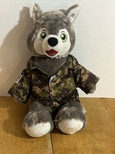 Build A Bear Wiley Wolf Plush Stuffed Animal BAB Camo USA Great Wolf Lodge