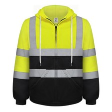 Reflective Hoodie for Men Safety Work Hoodies with Zipper, Class 3 High Visib...