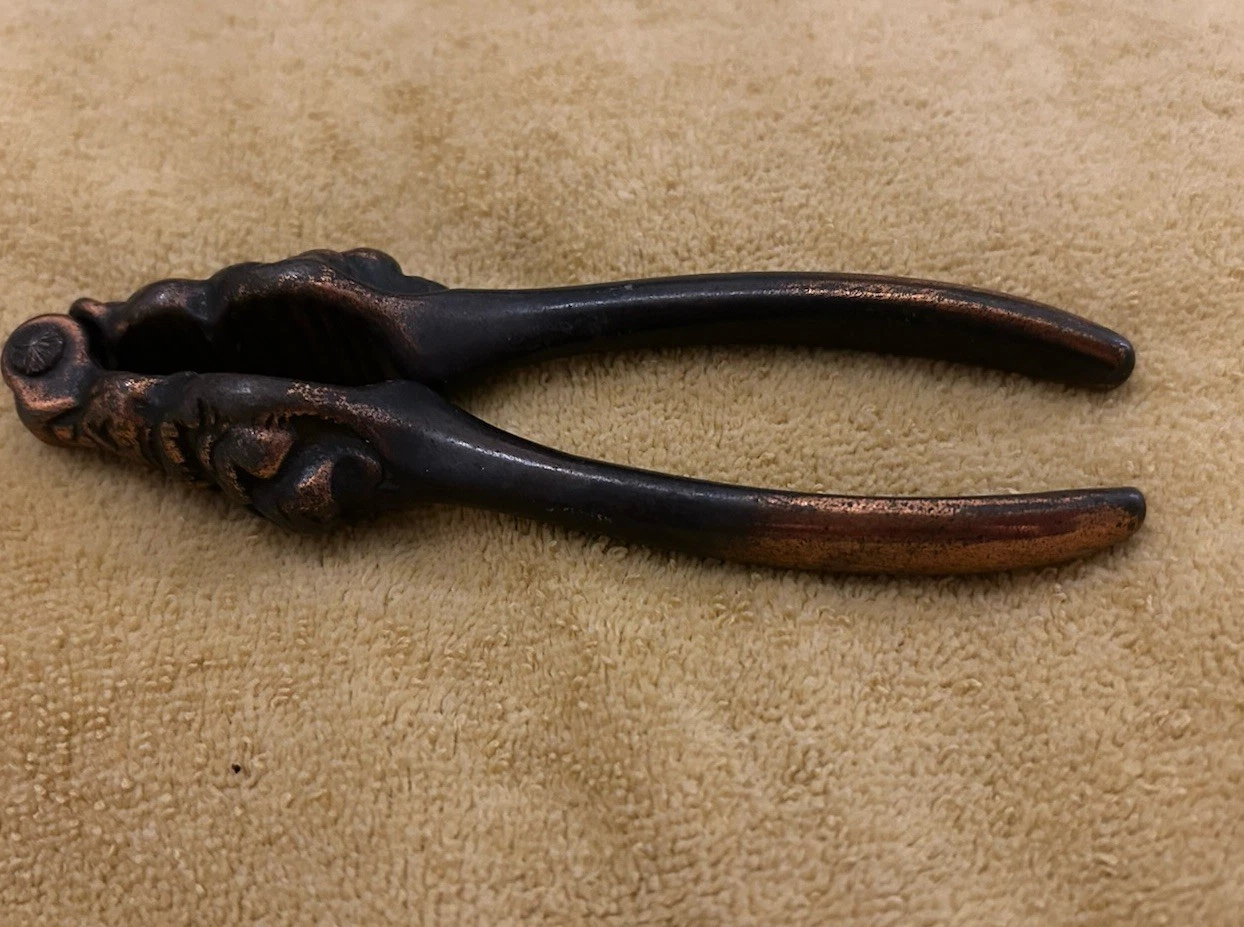 Vintage Cast Iron Lion’s Head Design Nutcracker Copper Finish Victorian Era