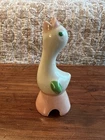 Vintage Shawnee Whistling Pie Bird Pottery White Pink Blue
