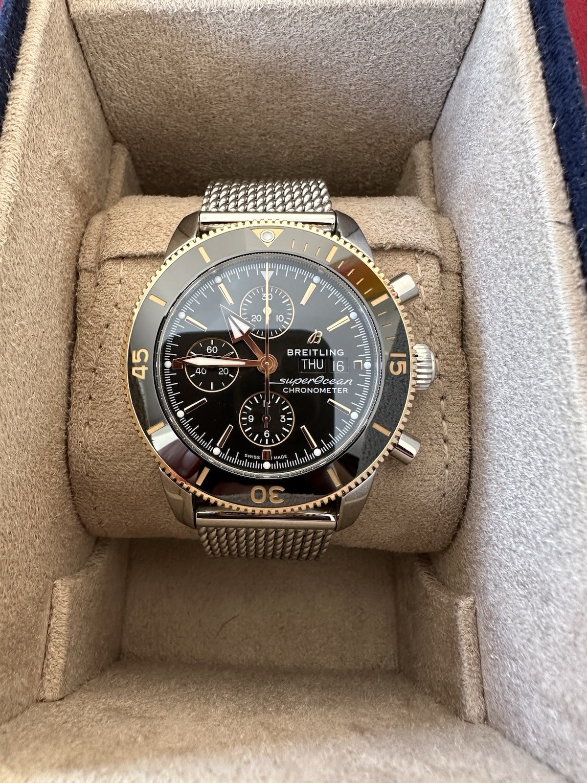 Breitling Superocean Heritage Chronograph 44 Gold Black Watch U13313121B1A1 Mens