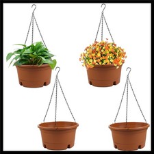 4 Pack 10 Inch Hanging Planters for Indoor Plants with Tray  15.7" Chain