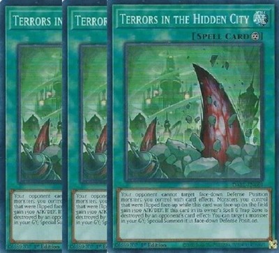Yugioh - Terrors in the Hidden City x 3 - 1st Edition Super Rare NM - Free Holo