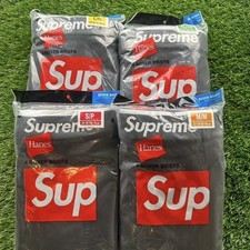 Supreme x Hanes Men s Boxer Brief Underwear 4-Pack Black Solid Mixed Lot