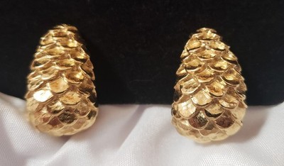 Gorgeous Vintage 80's Givenchy New York Signed Gold Tone Clip Earrings EUC!