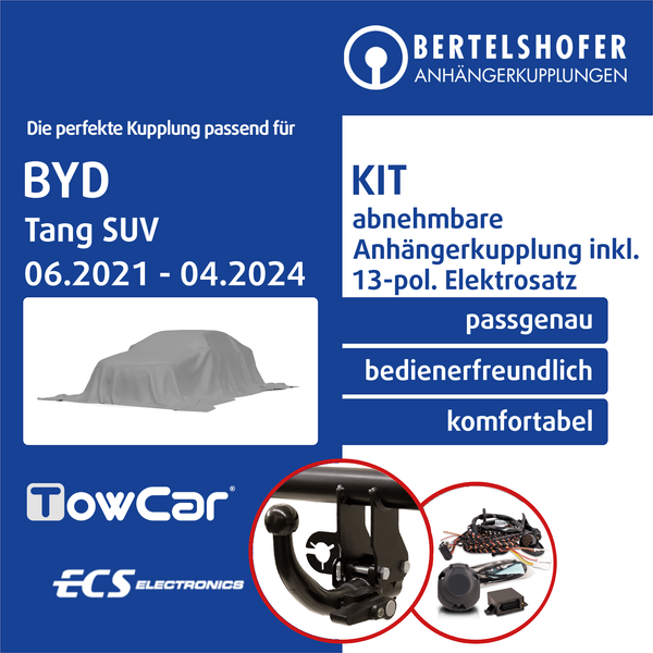 für BYD Tang SUV 06.2021-04.2024 AHK Abnehmbar +13Pol Spezifisch E-Satz TOP-image