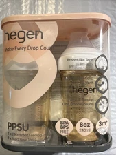 Hegen-Easy to Clean Anti-Colic Baby Bottle,8oz for 3 to 6 Months (2pk) Sealed