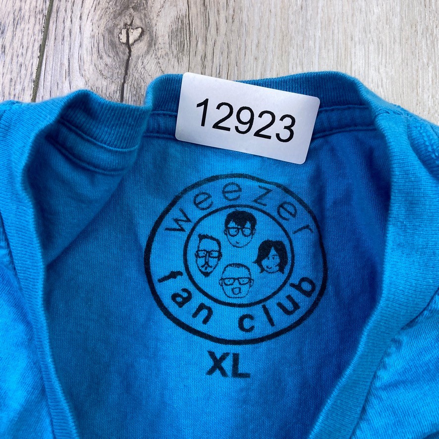 Weezer Fan Club Shirt Mens XL Blue Black Short SLeeve Music Band