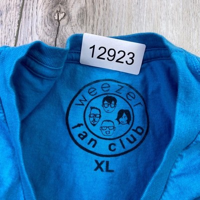 Weezer Fan Club Shirt Mens XL Blue Black Short SLeeve Music Band