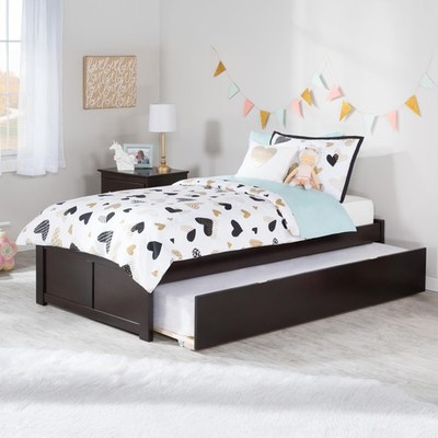 AFI Concord Twin XL Solid Wood Platform Panel Bed with Trundle in Espresso
