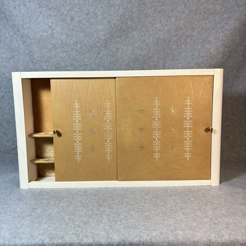 Vintage MCM Farrington Gold Weiß Schmuckkästchen Waschtisch Schublade Tablett Etui Schiebe