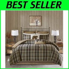 Rustic Lodge Hadley Plaid Comforter Set - Oversized Twin, All Season Comfort