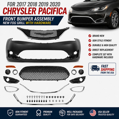 Complete Front Bumper Cover Kit With Fog Lights For 2017-2020 Chrysler Pacifica