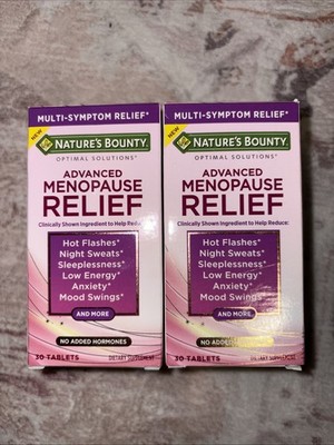 (2) Natures Bounty Optimal Solutions ADVANCED MENOPAUSE RELIEF 30 tabs EXP 10/26