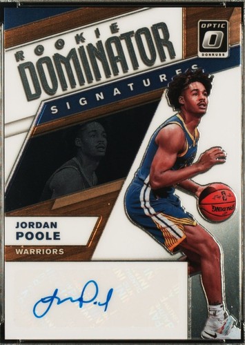 2019 DONRUSS OPTIC JORDAN POOLE WARRIORS BLUE ROOKIE AUTO #D19/25